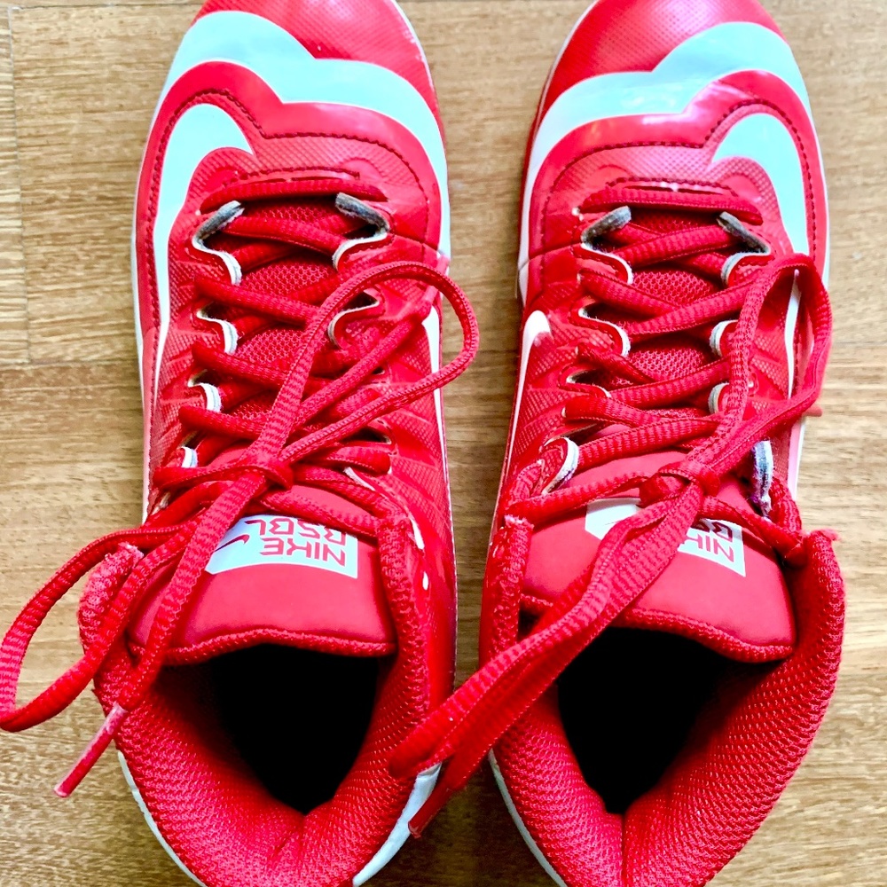 Red Nike huarache baseball cleats